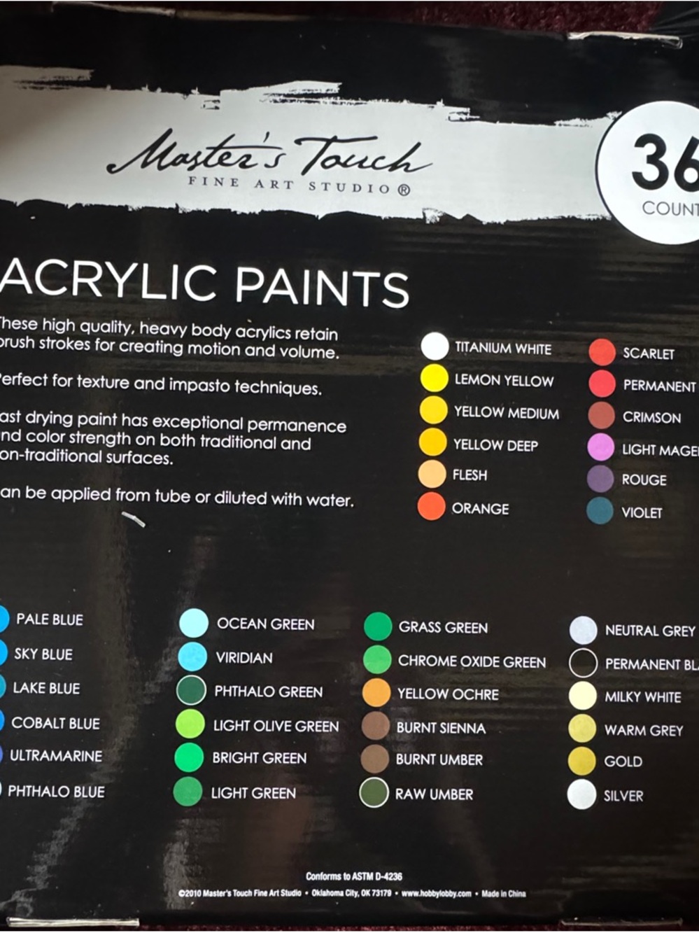 Acrylic Paint Set - Black & Multi-Color